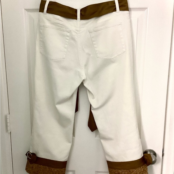 White Denim Tailor Capri’s with Satin sash & Satin Bows - Picture 11 of 16